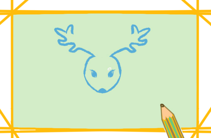 有着长长鹿角的小鹿简笔画-2