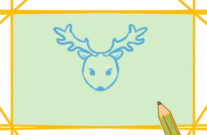 有着长长鹿角的小鹿简笔画-3