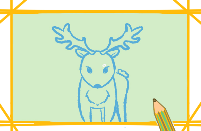 有着长长鹿角的小鹿简笔画-4