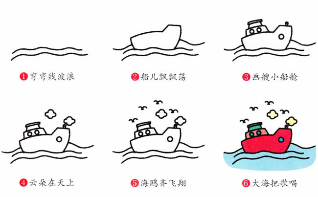 海上的轮船简笔画-1