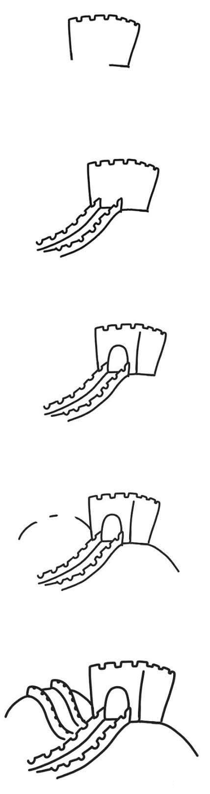 怎么画古建筑万里长城-1