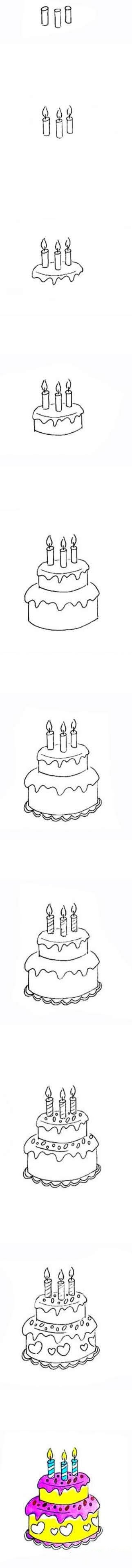 怎么画彩色的双层生日蛋糕-1