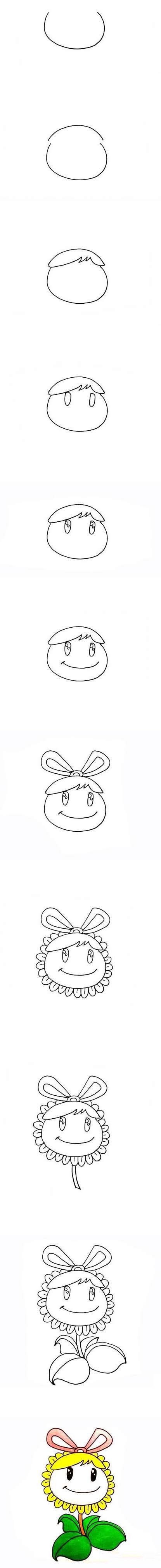 好看的卡通向日葵简笔画-1