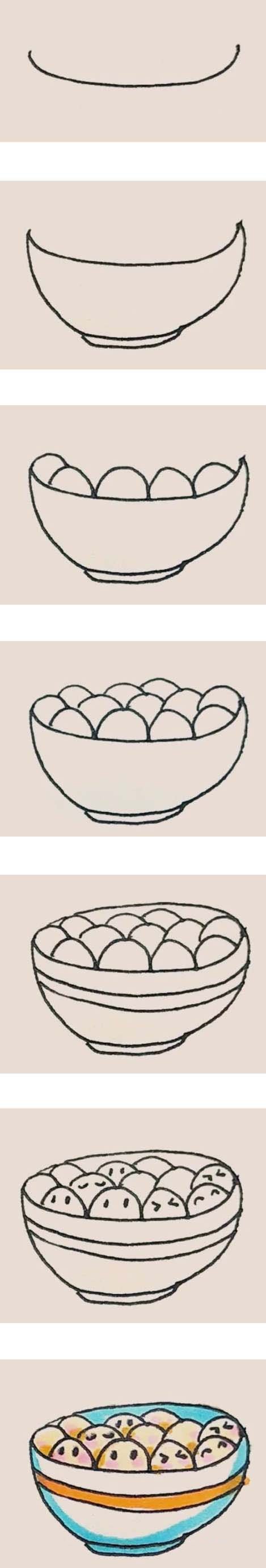 一碗汤圆简笔画-1