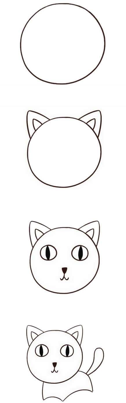 如何画卡通小猫咪-1