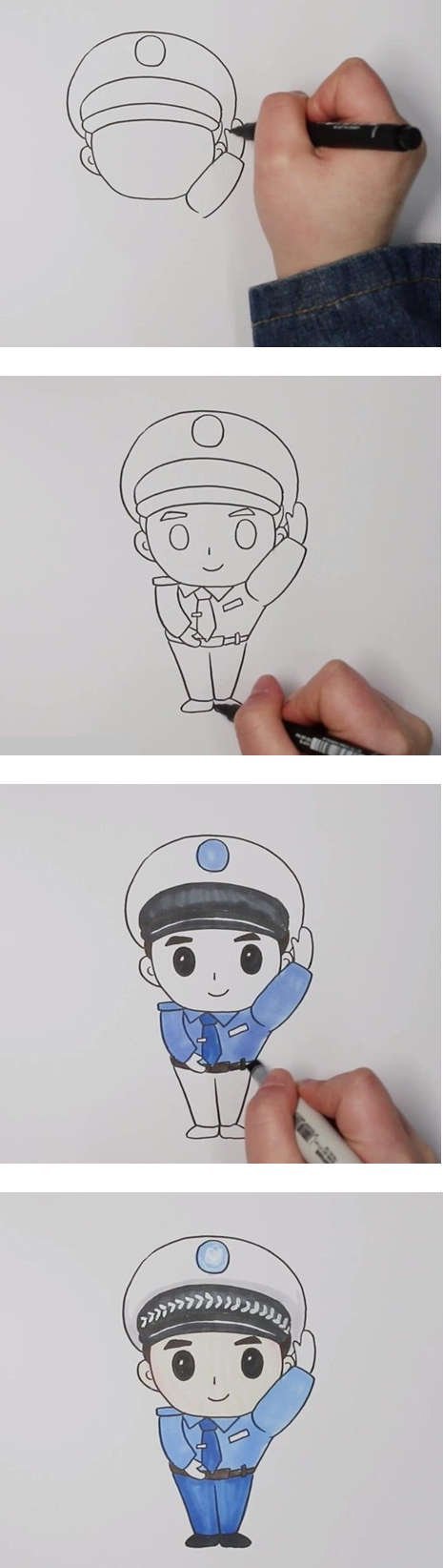 卡通交警简笔画-1