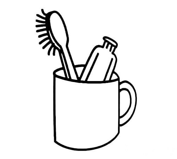 牙膏牙刷口杯物品简笔画-1