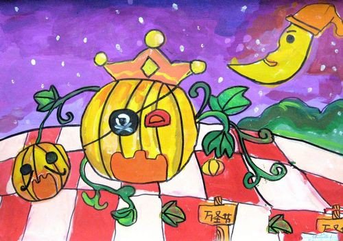 万圣节南瓜儿童画-1