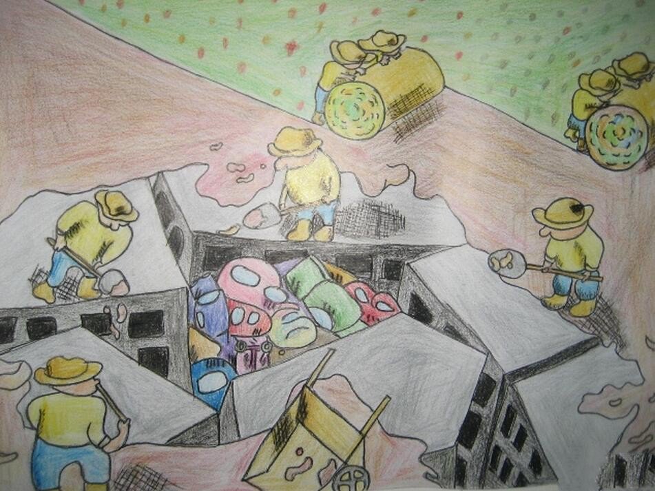 劳动人民最可爱五一劳动绘画作品赏析-1