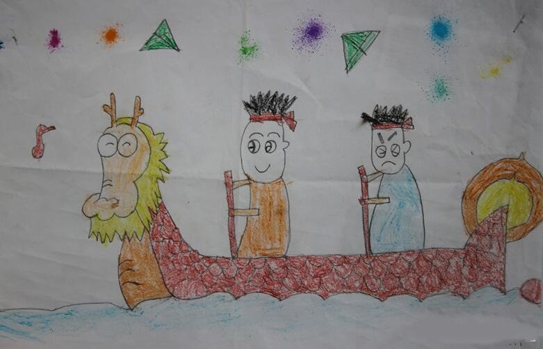 划龙舟比赛关于端午的画图片欣赏-1