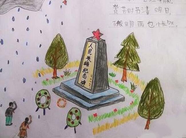 拜祭人民英雄清明节扫墓绘画作品欣赏-1