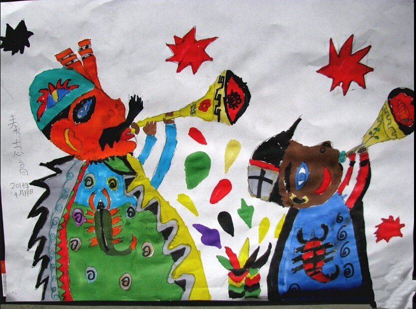 老年乐队在表演图片,重阳节题材儿童画-1