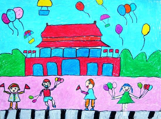 国庆节儿童图画大全_儿童国庆节图画作品-4