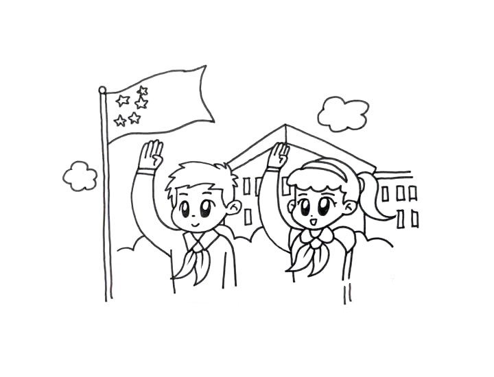 少先队员向国旗敬礼-1