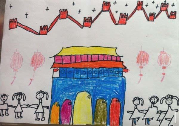 幼儿园小班国庆节儿童画画图片-1