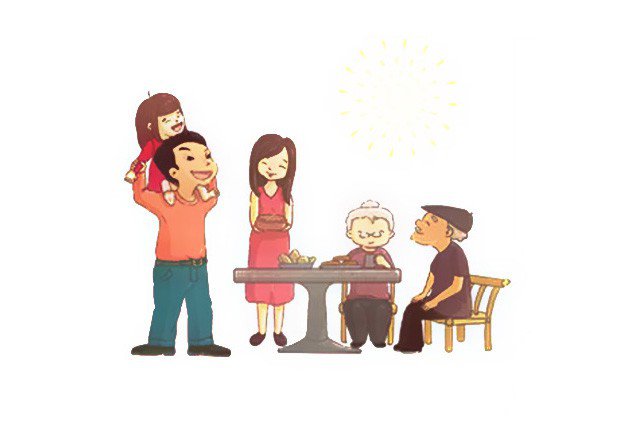 春节全家福插画图片-3