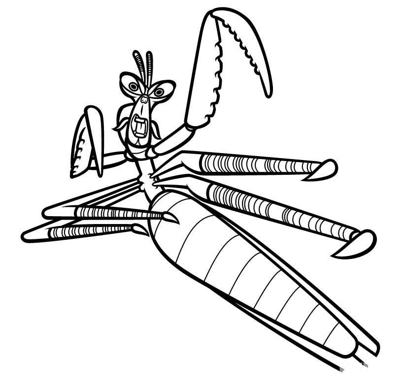 动漫人物简笔画_功夫熊猫螳螂简笔画图片-2