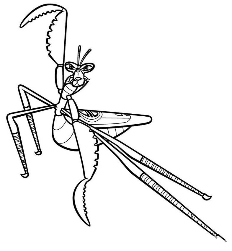 动漫人物简笔画_功夫熊猫螳螂简笔画图片-3