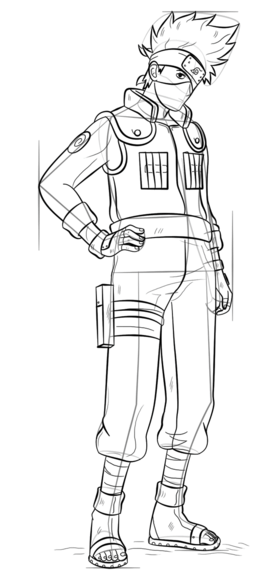 如何画火影忍者卡卡西-9