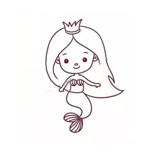 分步学画：卡通美人鱼-1