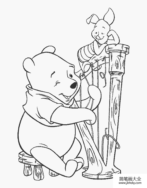 小熊维尼简笔画_小猪皮杰简笔画图片-2