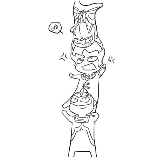 一组可爱的奥特曼叠罗汉-2