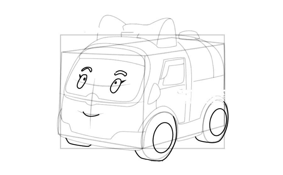 警车珀利安巴简笔画-8