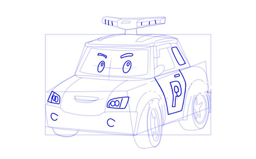 警车珀利珀利简笔画-9