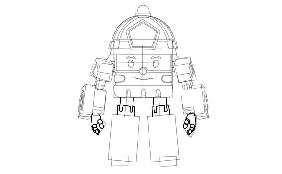 警车珀利变形罗伊简笔画-7