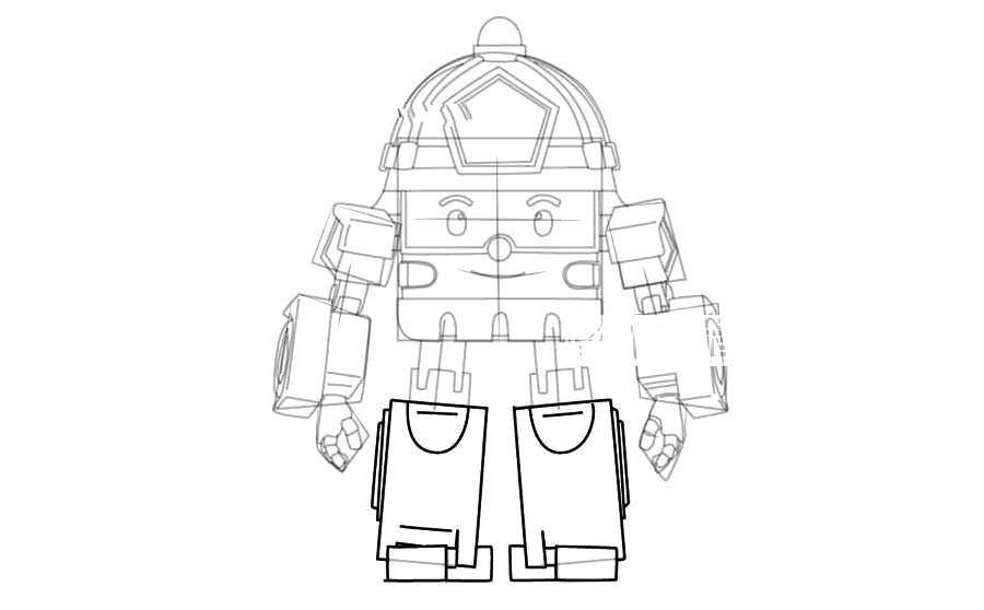 警车珀利变形罗伊简笔画-8