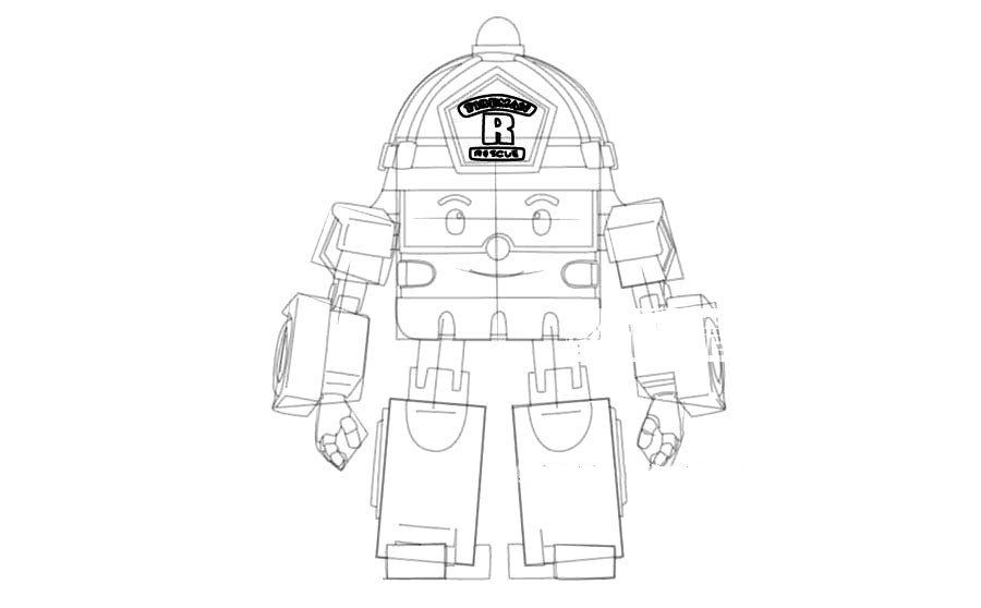 警车珀利变形罗伊简笔画-9