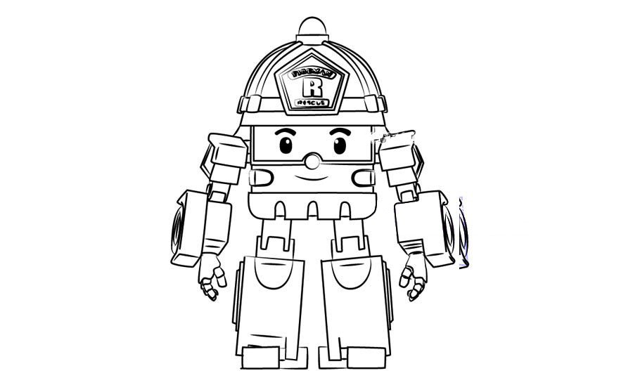 警车珀利变形罗伊简笔画-11