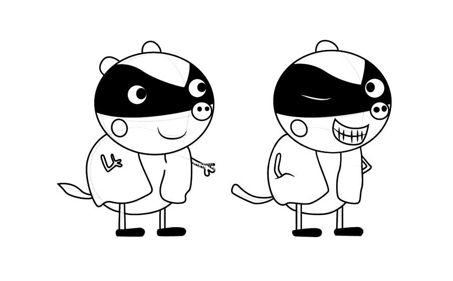 小猪佩奇之宾利和巴尼简笔画-9