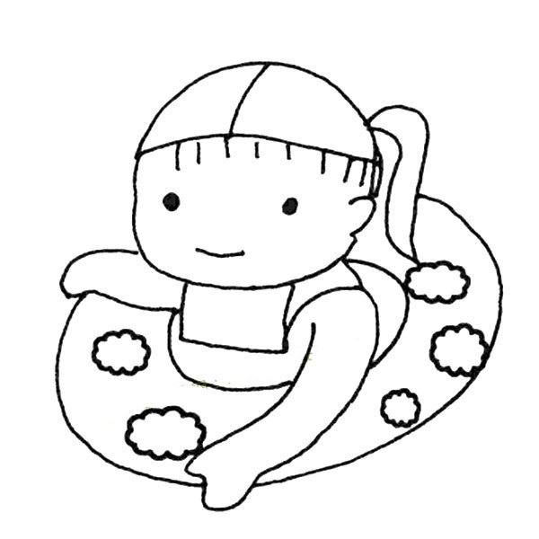小女孩游泳简笔画图片-2