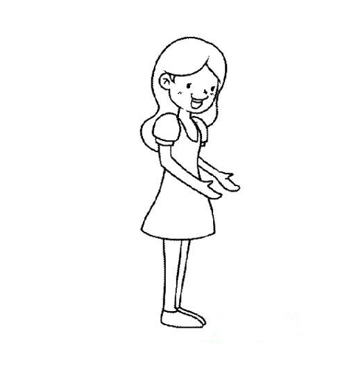 简笔画大全_幼儿园女老师简笔画图片-3