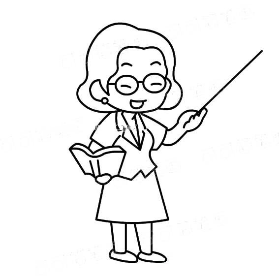 一组女老师简笔画图片-2