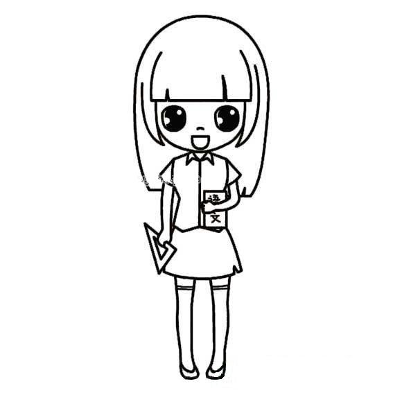 一组女老师简笔画图片-5