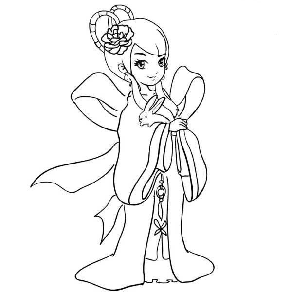 简单易学的嫦娥奔月简笔画-1