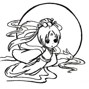 简单易学的嫦娥奔月简笔画-2