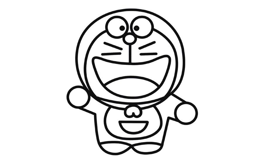 开心的哆啦A梦简笔画图片-2