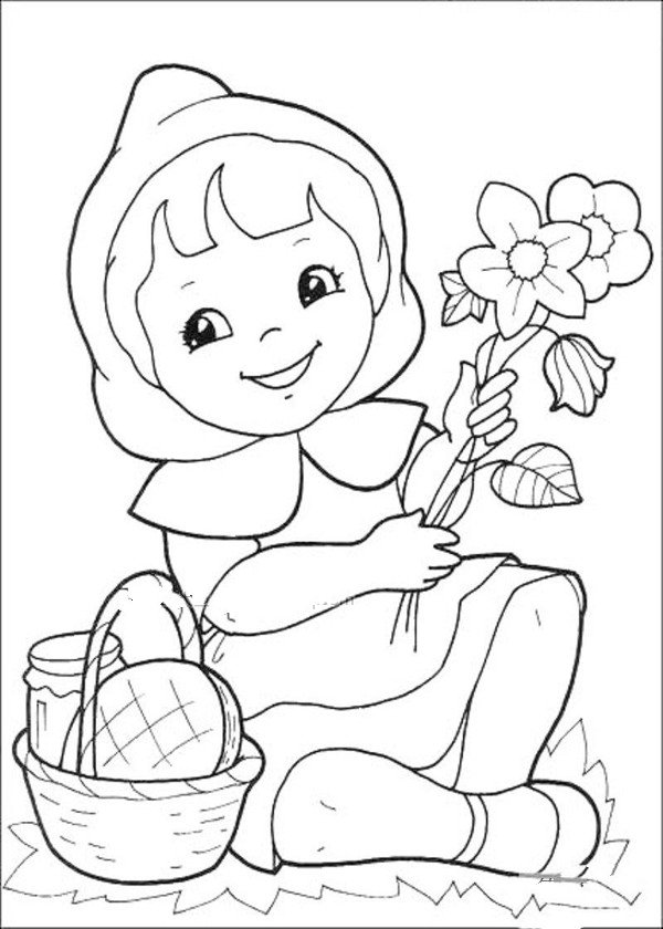 小红帽简笔画图片-5