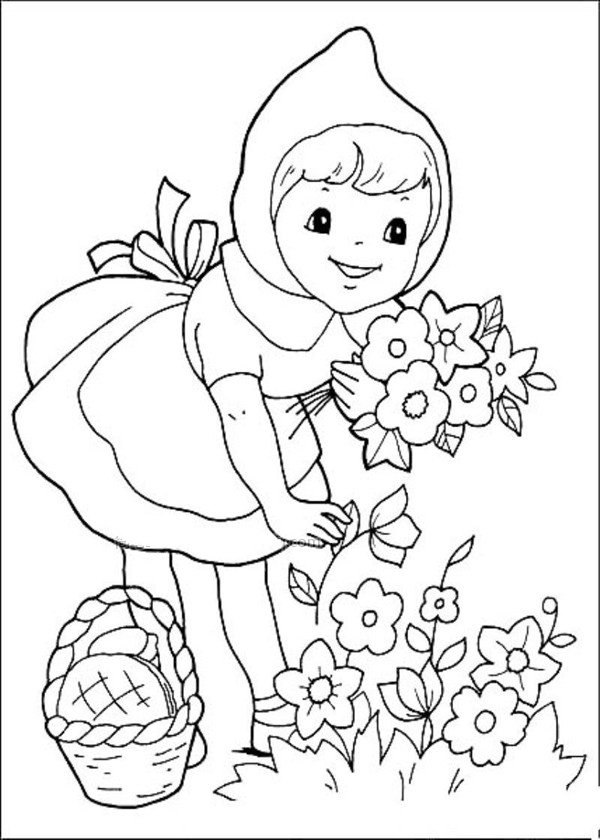 小红帽简笔画图片-6