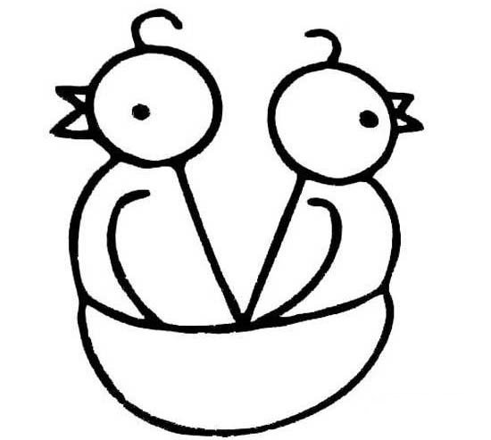 嗷嗷待哺的小鸟简笔画图片-1