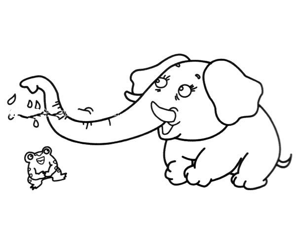 大象给青蛙洗澡-1