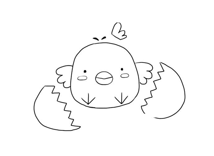 破壳的小鸡简笔画图片-1