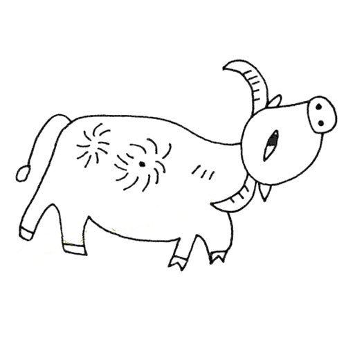 漂亮的水牛简笔画图片-1