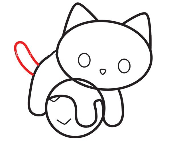 如何画一只可爱的小猫在足球上玩耍-10