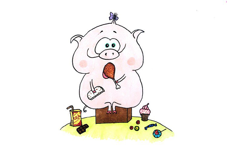 贪吃的小猪简笔画-1