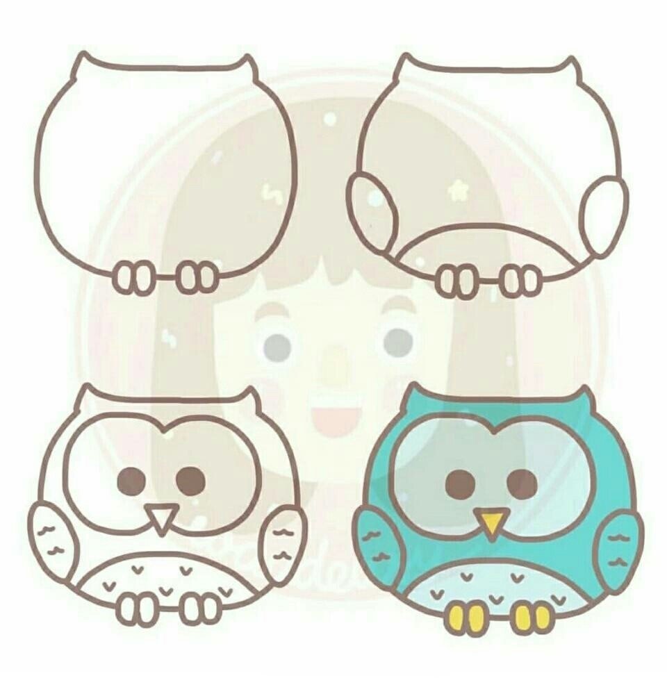 猫头鹰简笔画画法步骤-1