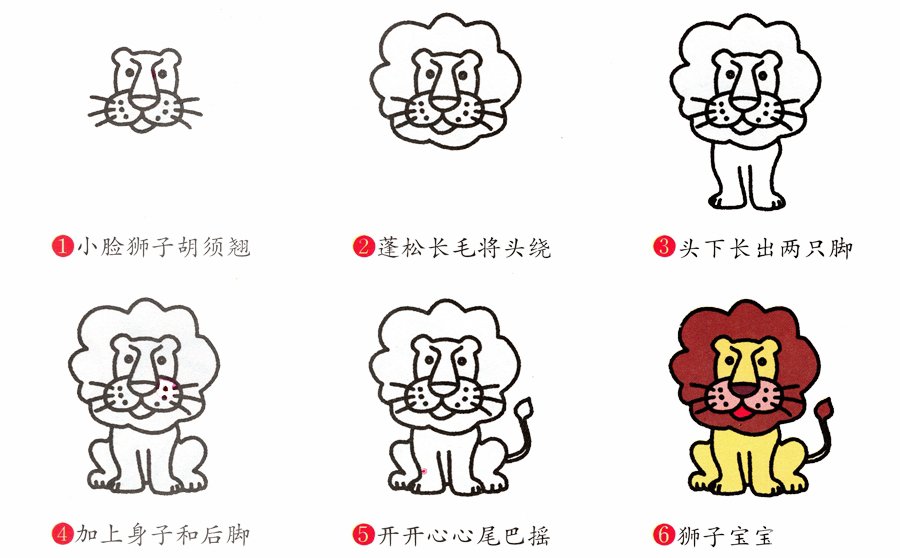 简笔画狮子的画法-2